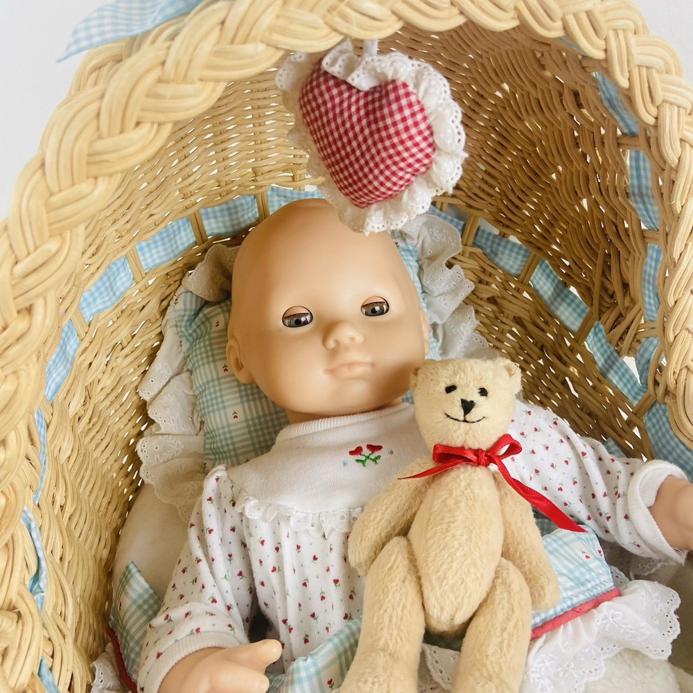 American Girl Bitty Baby and Lullaby Moses Basket Bitty Bear Carrier Gray Eyes - Picture 2 of 16